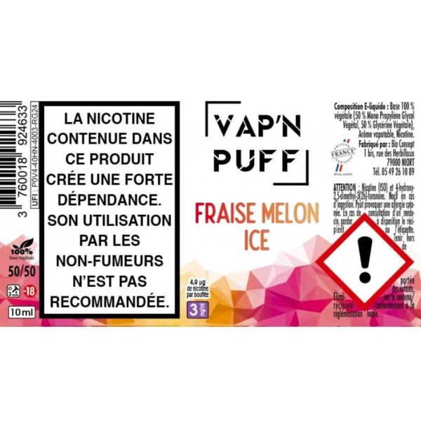 e-liquide fraise melon ice vap n puff etiquette