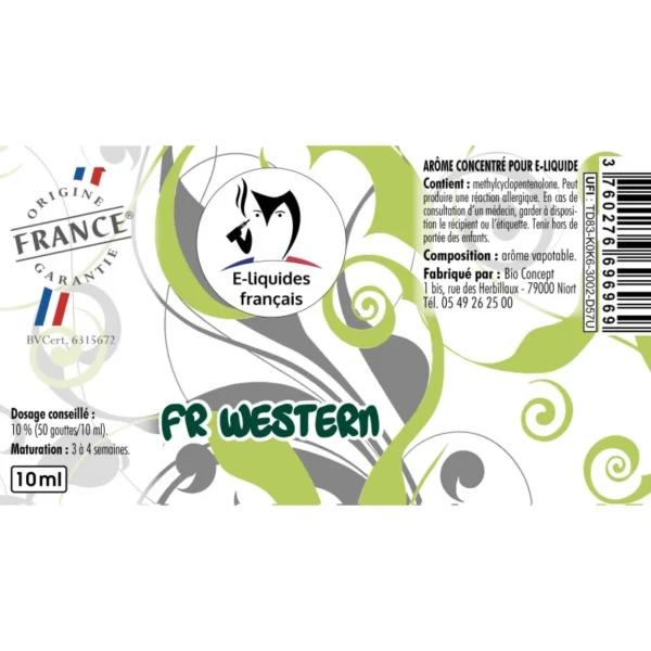 Arome diy tabac FR Western 10ml etiquette