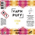 Etiquette eliquide vap'n puff citron ice