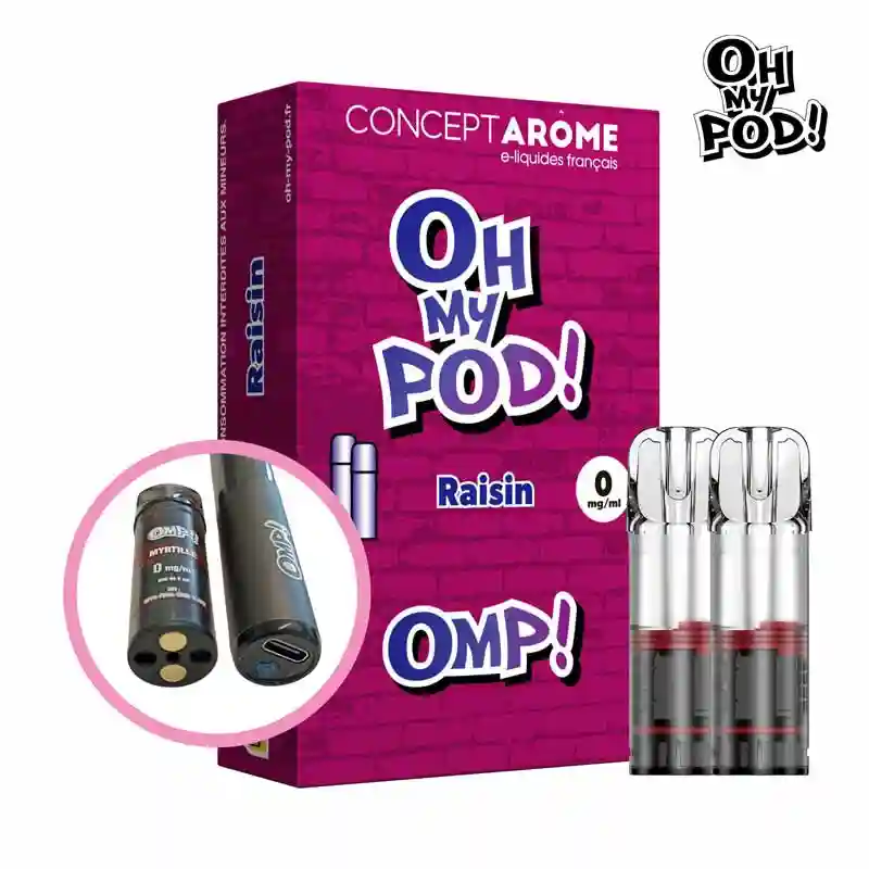 Recharge Elfbar pas cher Raisin — Cartouche OMP 2ml